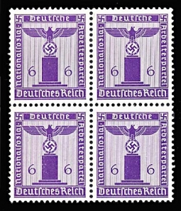 GE 6 PF. 1942 Official Nazi Emblem Stamp Block